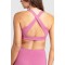 Women's light support v neck padded sports bra wide strap cross over yoga bralette