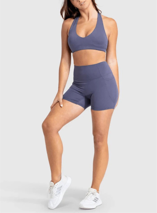 Women's light support v neck padded sports bra wide strap cross over yoga bralette