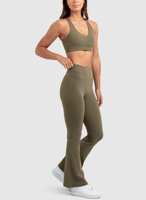 Women's high rise athleisure flared pants moisture wicking yoga leggings