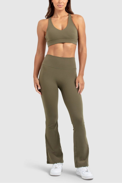 Women's high rise athleisure flared pants moisture wicking yoga leggings