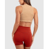High neck curved hem sleeveless workout crop light weight ribbed sports tank