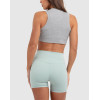 High neck curved hem sleeveless workout crop light weight ribbed sports tank