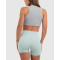 High neck curved hem sleeveless workout crop light weight ribbed sports tank