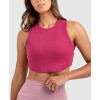 High neck curved hem sleeveless workout crop light weight ribbed sports tank