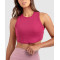 High neck curved hem sleeveless workout crop light weight ribbed sports tank