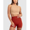 High neck curved hem sleeveless workout crop light weight ribbed sports tank