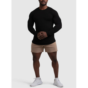 Men's crew neck long sleeve compressive t shirts lightweight workout tees