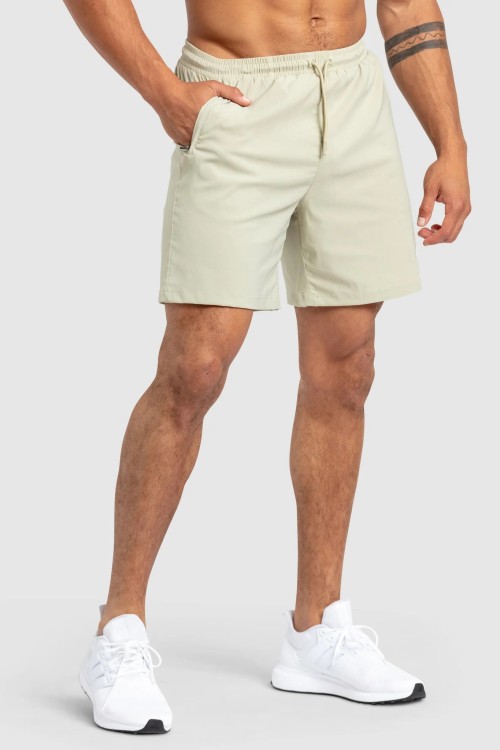 Lightweight 7" woven shorts with side zippers adjustable waist gym shorts