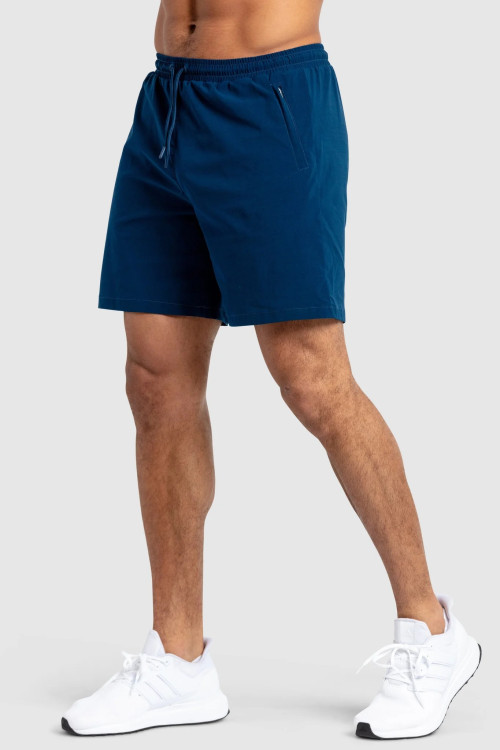 Lightweight 7" woven shorts with side zippers adjustable waist gym shorts