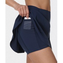 Women's high waist 2 in 1 tennis skirts with mesh pockets lightweight flowy skorts