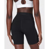 High waist running shorts with side pockets supportive mid length biker shorts