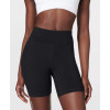 High waist running shorts with side pockets supportive mid length biker shorts