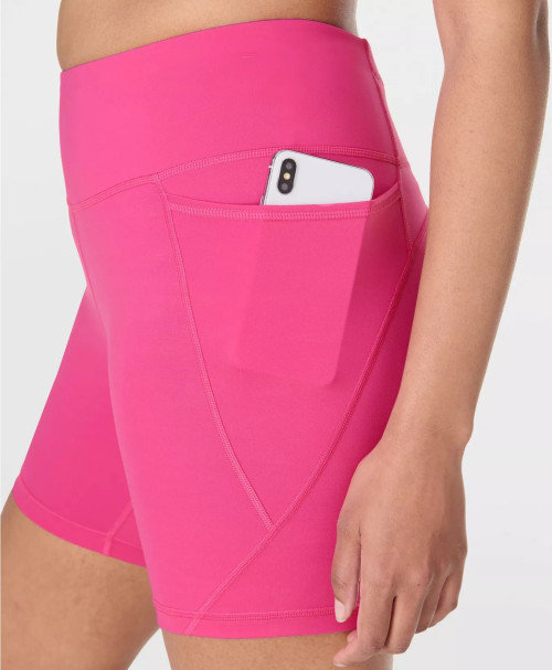 Tummy control compressive biker shorts with side pockets