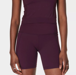 Tummy control compressive biker shorts with side pockets