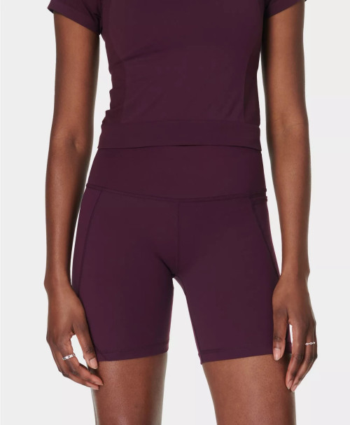 Tummy control compressive biker shorts with side pockets