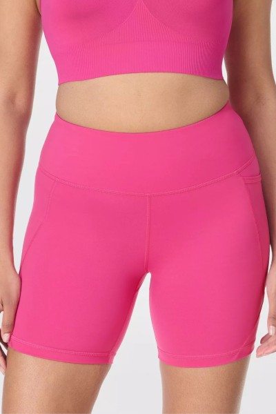 Tummy control compressive biker shorts with side pockets