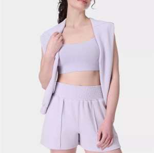 Super high waist athleisure cotton shorts with zipper pockets