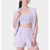 Super high waist athleisure cotton shorts with zipper pockets