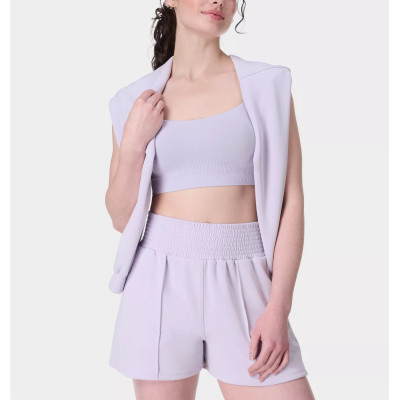 Super high waist athleisure cotton shorts with zipper pockets