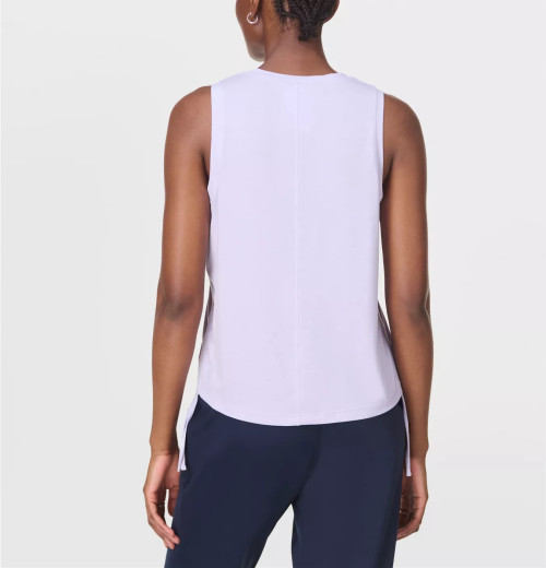 Women's sleeveless ruched top lightweight crew neck tank top