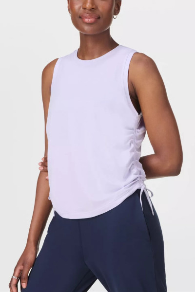 Women's sleeveless ruched top lightweight crew neck tank top