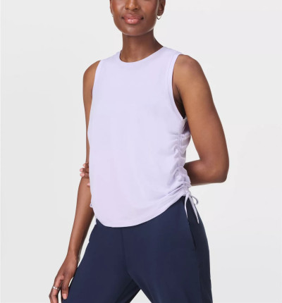 Women's sleeveless ruched top lightweight crew neck tank top