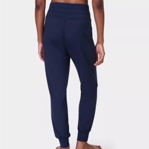 Women's light weight high waisted jogger pants with zipper pockets