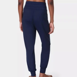 Women's light weight high waisted jogger pants with zipper pockets