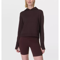 Women's cotton blend long sleeve hooded sweatshirts with thumbholes