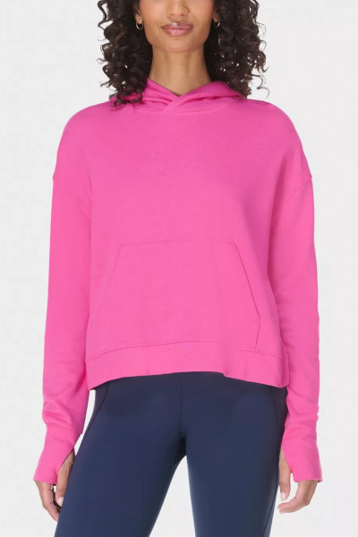 Women's cotton blend long sleeve hooded sweatshirts with thumbholes