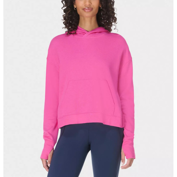 Women's cotton blend long sleeve hooded sweatshirts with thumbholes