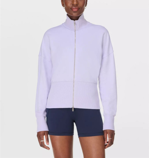 Women's full zipper cotton jackets drop shoulder slim fit coats