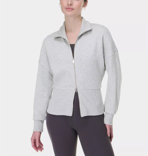 Women's full zipper cotton jackets drop shoulder slim fit coats