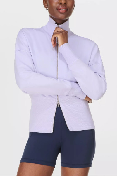 Women's full zipper cotton jackets drop shoulder slim fit coats