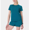 4-ways stretchy mesh spliced running t shirts with curvy hem