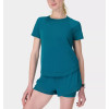 4-ways stretchy mesh spliced running t shirts with curvy hem