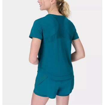 4-ways stretchy mesh spliced running t shirts with curvy hem