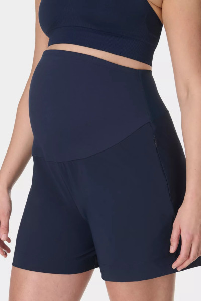 Women's maternity shorts with zip pockets  light weight high rise running shorts