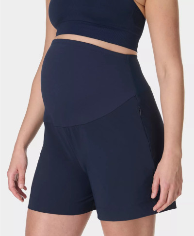 Women's maternity shorts with zip pockets  light weight high rise running shorts
