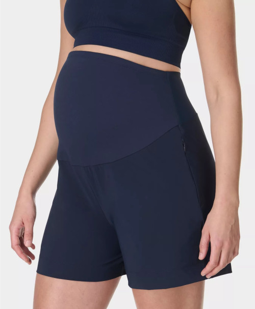 Women's maternity shorts with zip pockets  light weight high rise running shorts