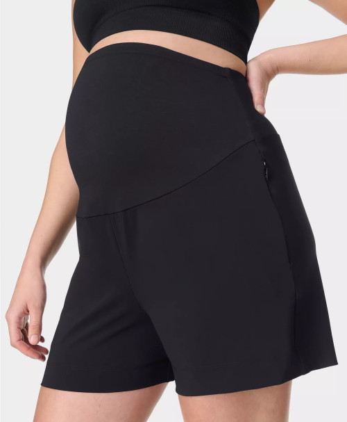 Women's maternity shorts with zip pockets  light weight high rise running shorts