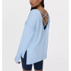 Women's drop shoulder cross back sweatshirts with side split