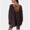 Women's drop shoulder cross back sweatshirts with side split