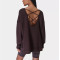 Women's drop shoulder cross back sweatshirts with side split