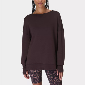 Women's drop shoulder cross back sweatshirts with side split