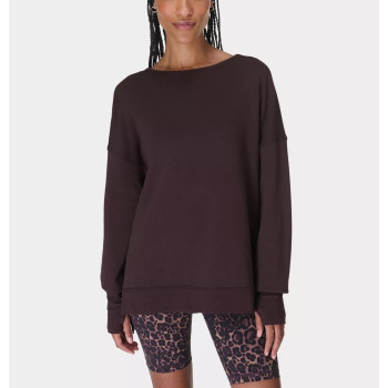 Women's drop shoulder cross back sweatshirts with side split