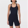 Scoop neck wide strap padded jumpsuits hollow back short bodysuits with side pockets