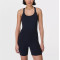 Scoop neck wide strap padded jumpsuits hollow back short bodysuits with side pockets