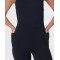 Scoop neck wide strap padded jumpsuits hollow back short bodysuits with side pockets