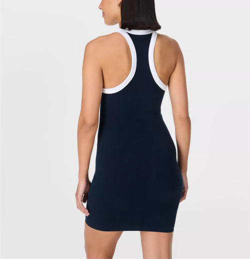 sleeveless scoop neck contrast trim racerback sports dress